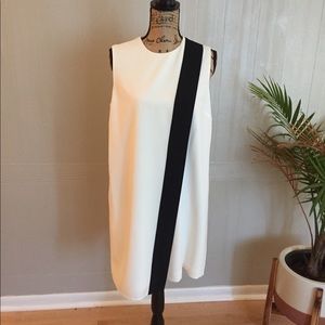 White Anne Klein Dress with Vertical Black Stripe
